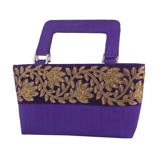 Mela Golden Embroidery Women`s Party Handbag Purple Amazon.in Shoes