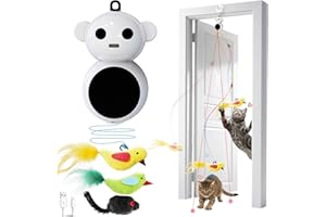 CATPICK TOY Interactive Cat Toys for Indoor Cats - 2 in 1 Automatic Laser Pointer Cat Toy with Feather Flying Bird，Smart Moving Mouse Wand Toy with 2 Modes, Auto On/Off Hanging Toys for Bored Kitten & Adult Cats