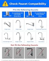 Waterdrop Water Filter Tap Stainless Steel Faucet Filter 320 Gal 0.5 GPM view 3