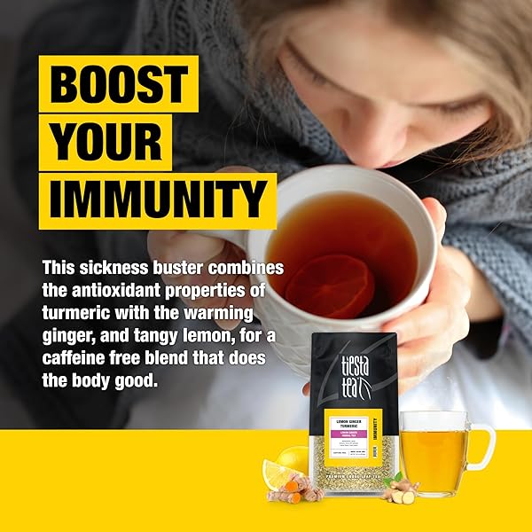 TIESTA TEA – LEMON GINGER TURMERIC, LOOSE LEAF, LEMON GINGER HERBAL TEA, PREMIUM NON-CAFFEINATED HERBAL BLEND, MAKE HOT OR ICED & BREWS UP TO 200 CUPS, 16 OUNCE RESEALABLE BULK POUCH