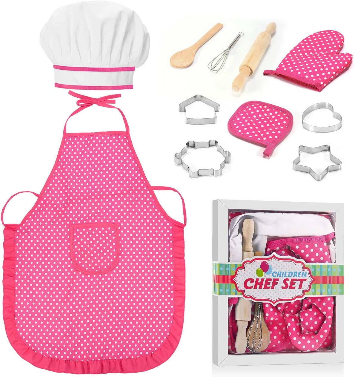 dmazing Spielzeug für Mädchen 3-8 Jahre, Weihnachts Geschenke für Mädchen Kochschürze Kinder 3-8 Jahre Mädchen Geschenk Weihnachtsdeko Kinderspiele ab 3-8 Jahren Billiges Geschenke für Kinder Rose