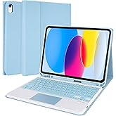 LAMA Touchpad Keyboard Case for iPad (A16) 11th Gen 2025 /10th Gen 2022, Folio Cover with Pencil Holder, Multi-Touch Trackpad, Wireless Magnetic Keyboard for iPad 11th 10th Generation, Blue