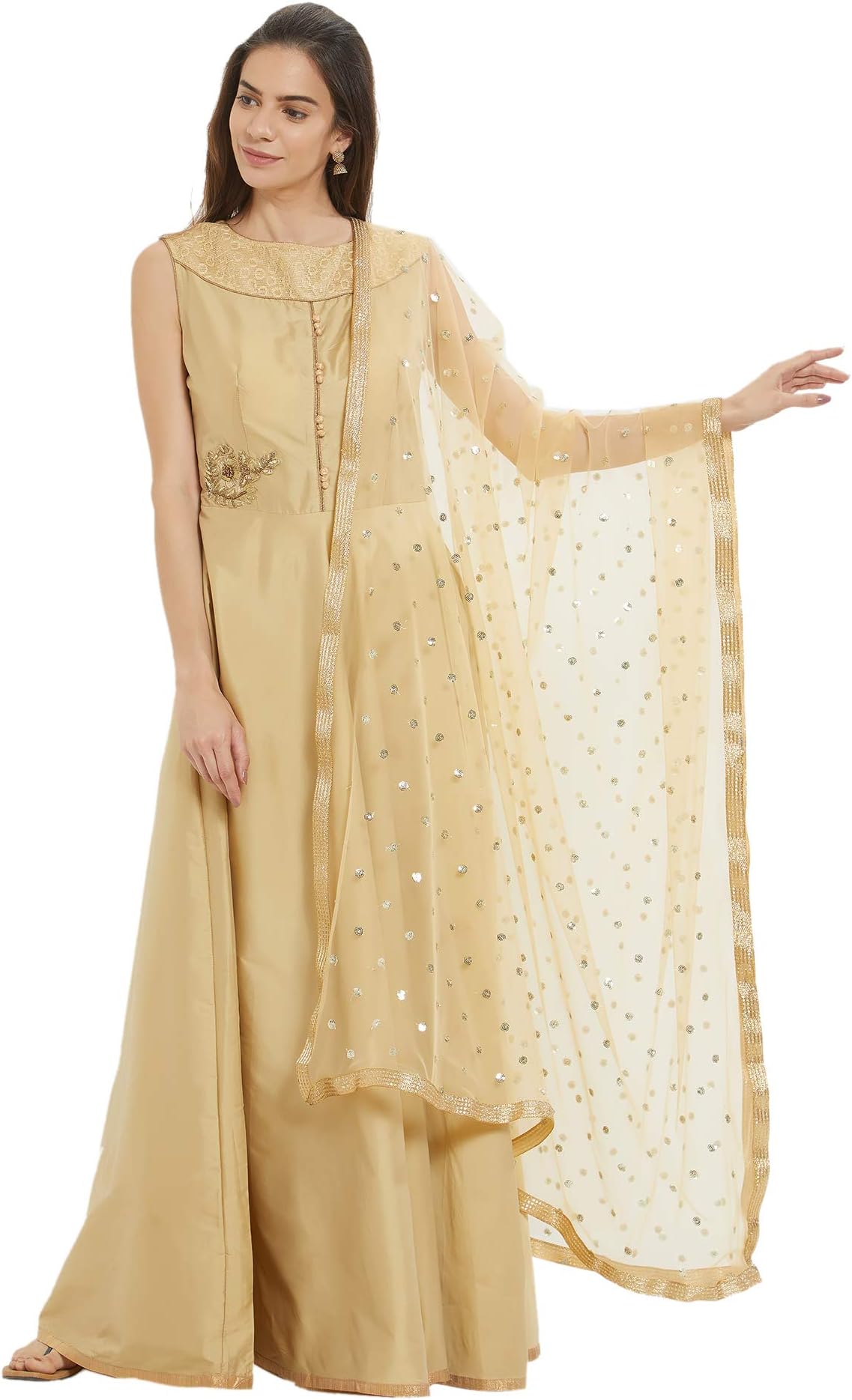 Dupatta Bazaar Woman's Embellished Net Dupatta