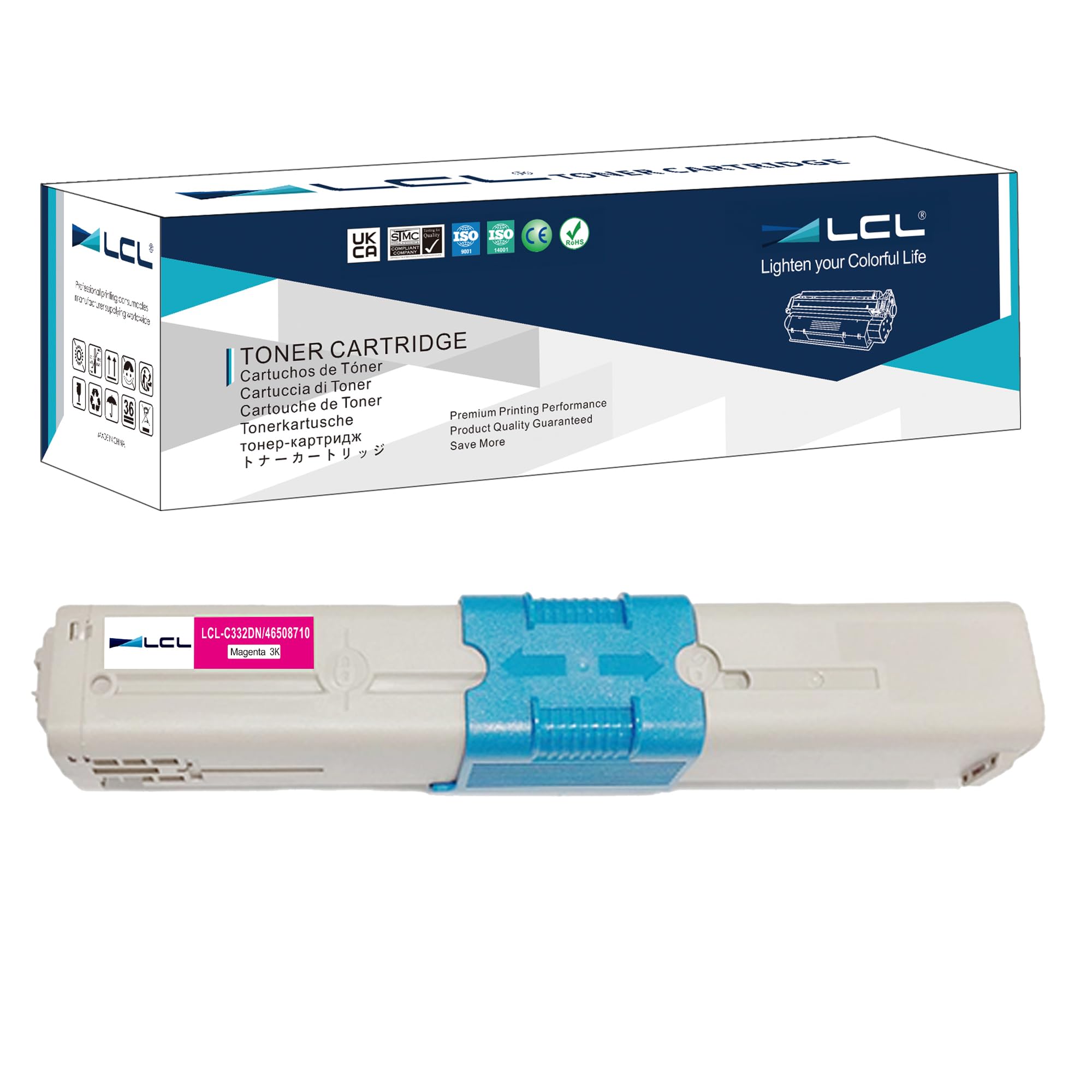 LCL Compatible Toner Cartridge C332dnw C332dn c332 MC363dnw MC363dn MC363 46508710 46508714 3000Pages (1Magenta) Replacement for OKI MC363 MC363DN C332DNW C332DN C332 MC363N MC363DNW