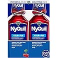Vicks NyQuil, Nighttime Relief of Cough, Cold & Flu Relief, Sore Throat, Fever, & Congestion Relief, Cherry Flavor, Twin Pack, 12 FL OZ