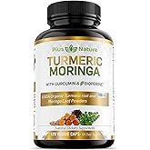 PIUS NATURE Turmeric Moringa - Organic Turmeric Curcumin Supplements and Organic Moringa Powder - 120 Veggie Capsules Supplement for Women and Men