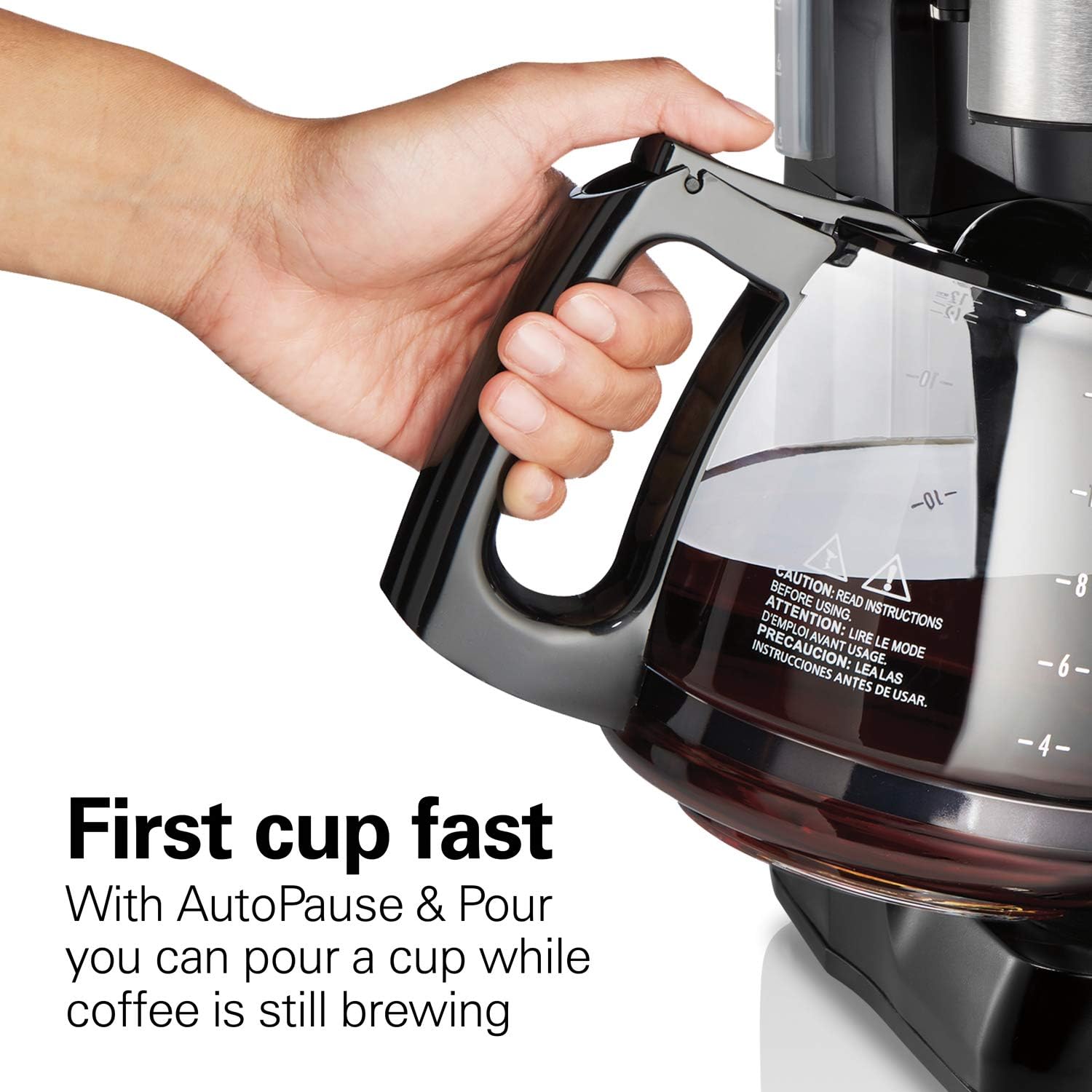 Hamilton Beach Programmable Coffee Maker, 12 Cups, Front Access Easy Fill, Pause & Serve, 3 Brewing Options, Black (46310): Kitchen & Dining