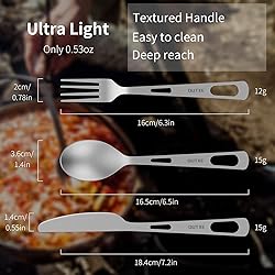 OUTXE Titanium Flatware Knife Fork Spoon Set