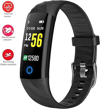 Fitness Trackers,Heart Rate Monitor Smartwatch with Aerobic Exercise Indicator,120 Feet Waterproof Pedometer Calorie Counter Smart Sport ...