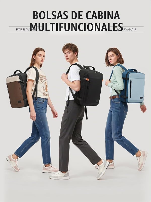Mochila 40x30x20 para Ryanair expande para 40x30x25