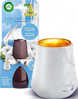 Kit de Ambientador Difusor de Óleos Essenciais Névoa Essencial com Aroma a Ar Fresco e Algodão, infundido com o dobro dos óleos essenciais
