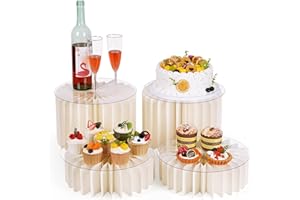 Flenpptly 4 Pcs Buffet Risers, Food Risers for Buffet Table, White Food Display Risers for Party Buffet Risers and Stands for Show Catering Desserts, Food, Jewelry (4 Pcs)