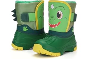 Toddler Boys Girls Winter Snow Boots, Kids Waterproof Outdoor Warm Boots with Faux Fur Lining