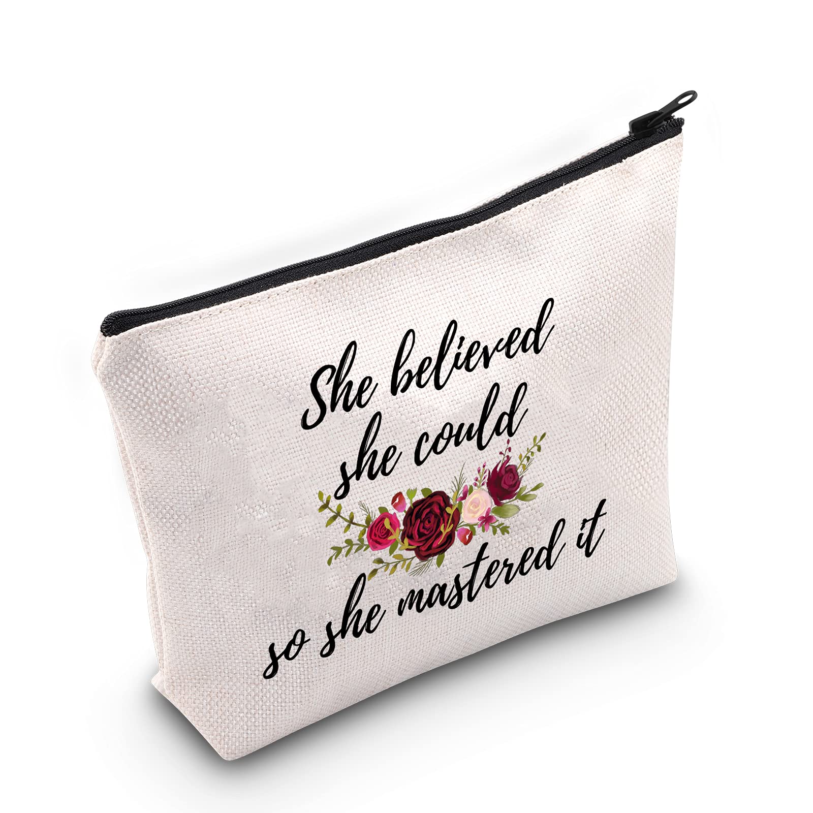 LEVLO Funny Graduation Gifts She Believed She Could So She Mastered It Makeup Bags Graduated Student Cosmetic Bags, She Mastered It-2,