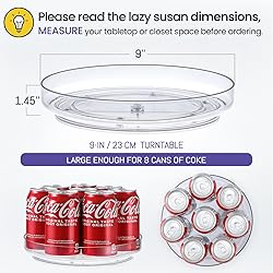2 Pack, 9 Inch Clear Non-Skid Lazy Susan Organizers