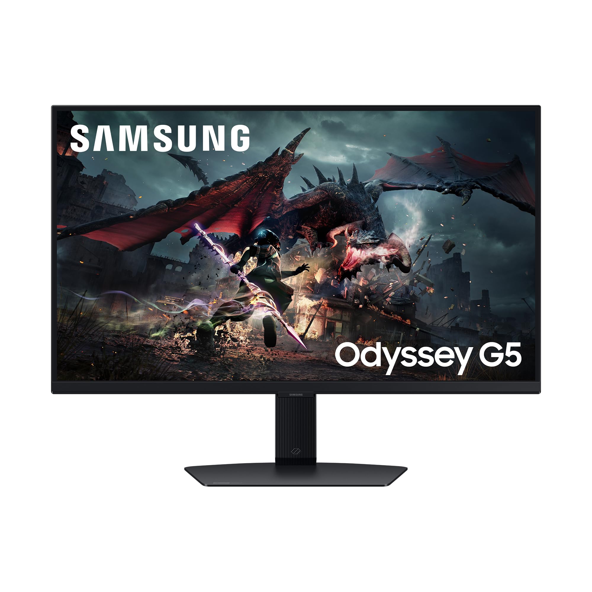 Samsung Monitor Gaming Odyssey G5 (S27DG502), Flat, 27", 2560x1440 (QHD), IPS, 180Hz, 1 ms, AMD FreeSync, Adaptive Sync, HDMI, Display Port, Ingresso Audio, HAS, Pivot, Flicker Free