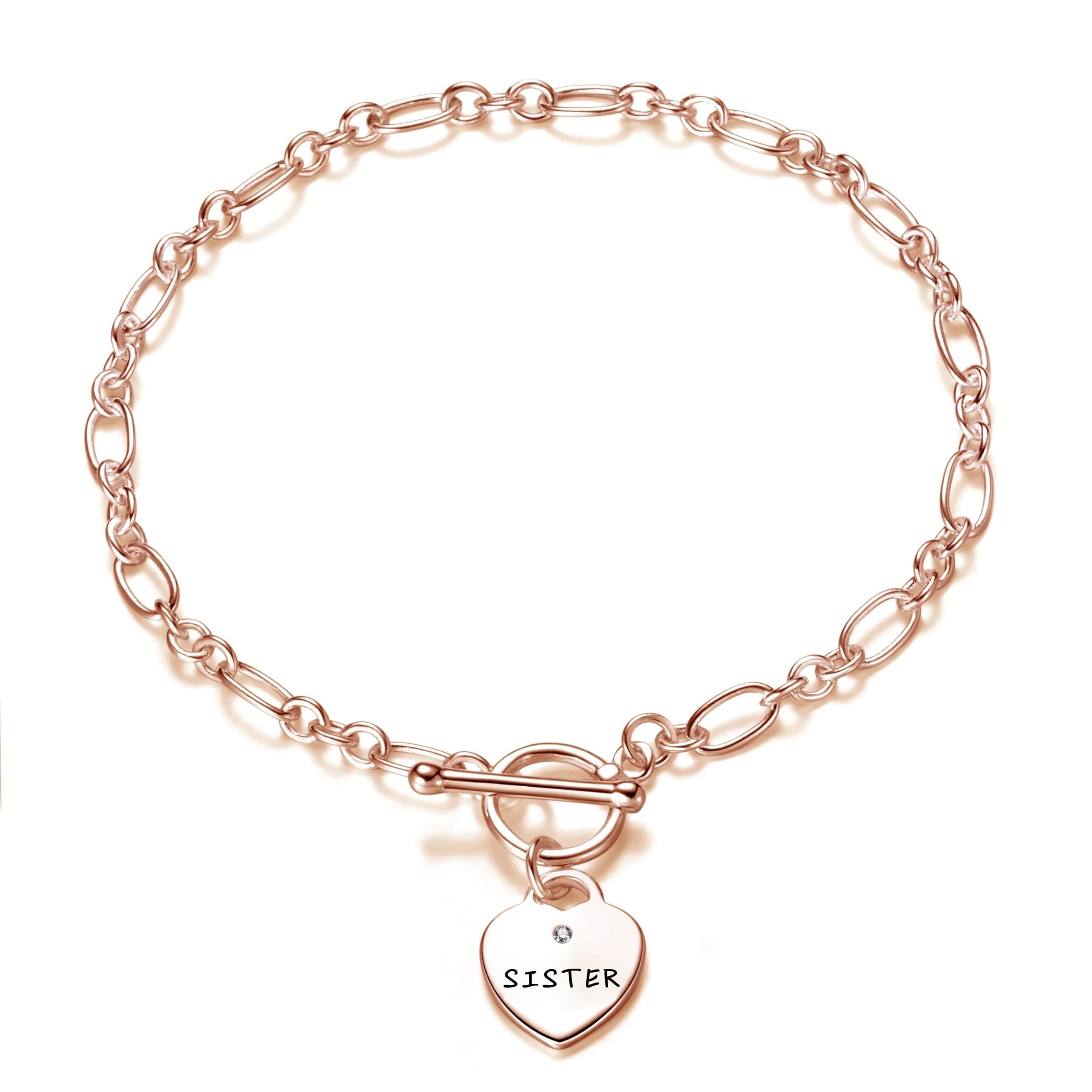 Philip Jones Rose Gold Plated Sister Charm Bracelet Created with Zircondia® Crystals