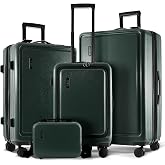 TRAVELARIM Hard Shell Luggage Sets with Spinner Wheels 4 Piece, Expandable Large Suitcases with TSA Lock, Travel Large Suitcase Set, Green Luggage Set