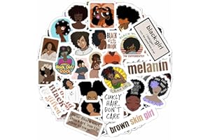 BulbaCraft 100Pcs Black Girl Stickers for Planners and Journals - Black Girl Magic Gifts, Women Vision Board Laptop Decals, G
