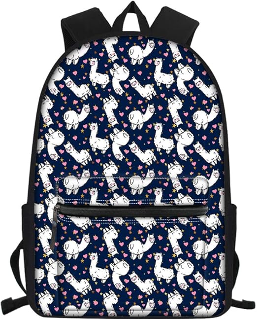 Showudesigns School Bag Packs for Girls Cute Alpaca Heart Print Kids Backpack 2Nd Grade / 3Rd