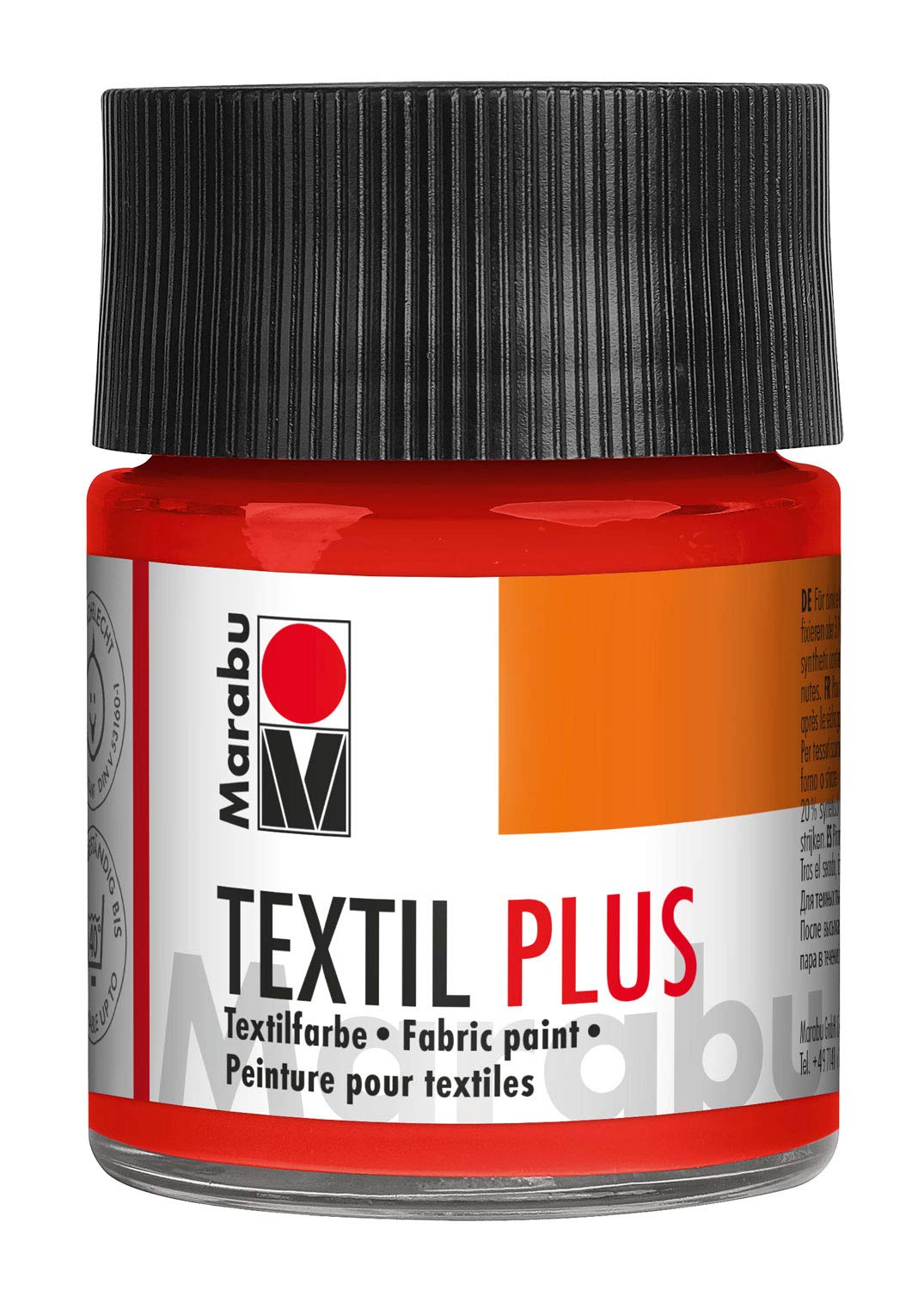 Marabu Textil Plus Jar, Paint, Light Vermilion, 5 x 5 x 7.7 cm