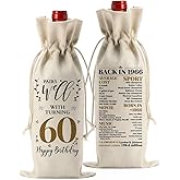 HODREU 60th Birthday Gifts for Women Ideas Funny Wine Bag 60th Birthday Decorations Party Favors Happy Anniversary Retirement Gifts for 60 Year Old Woman Men Dad Mom Grandparents Wine Gift Bag