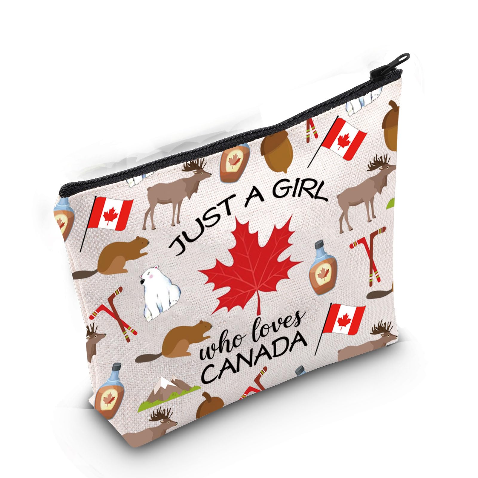 Gzrlyf Canada Makeup Bag Just a Girl Who Love Canada Canada Flag Bag Canada Travel Souvenir Canadian Gift Bag Canada Cosmetic Bag (Loves Canada 3uk)