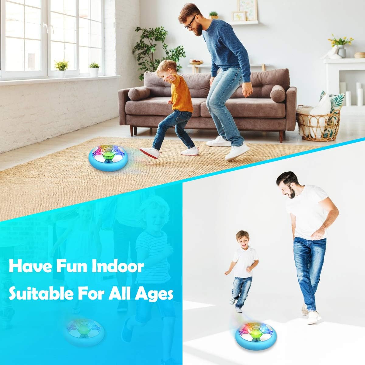 Blasland Hover Soccer Ball - Kids Toys Rechargeable Air Soccer, New Floating Soccer with Led Starlights, Foam Bumpers to Protect Furniture, Indoor Hover Ball, Best Football Toy Gift for Boys & Girls: Toys & Games