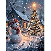 Kit Art Diamant – Bonhomme De Neige Et Sapin De Noël – Déco Murale 30x30 Cm – Loisir Créatif Adulte