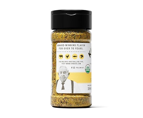 KINDER’S ORGANIC BUTTERY STEAKHOUSE RUB, PREMIUM QUALITY SEASONING, MSG FREE, USDA CERTIFIED ORGANIC, 3 OZ