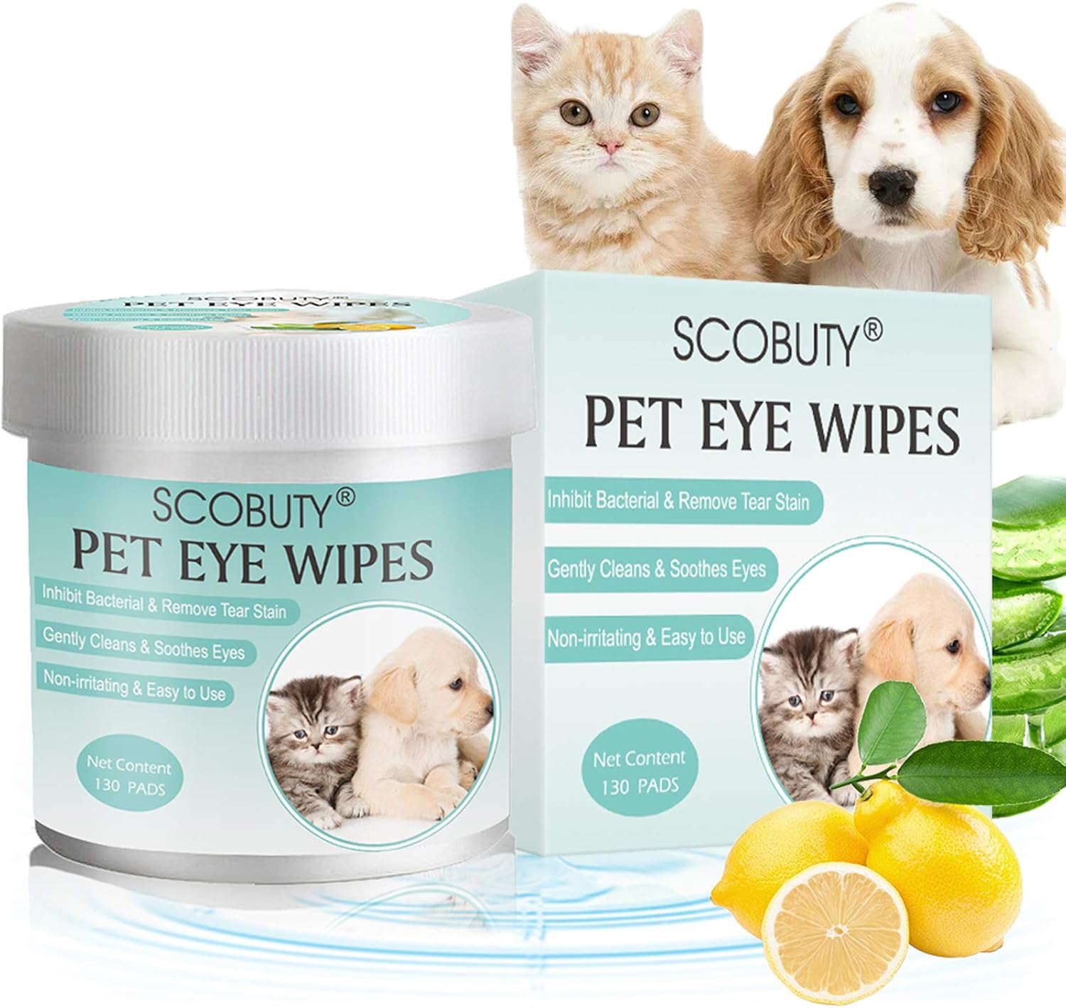SCOBUTY Pet Eye Wipes, Pet Wipes, Pet Tear Stain Wipes