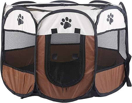 Amazon ペット サークル 折りたたみ 八角形 プレイサークル 犬 猫 兼用 コンパクト S ブルー Anjing サークル プレイ サークル 通販