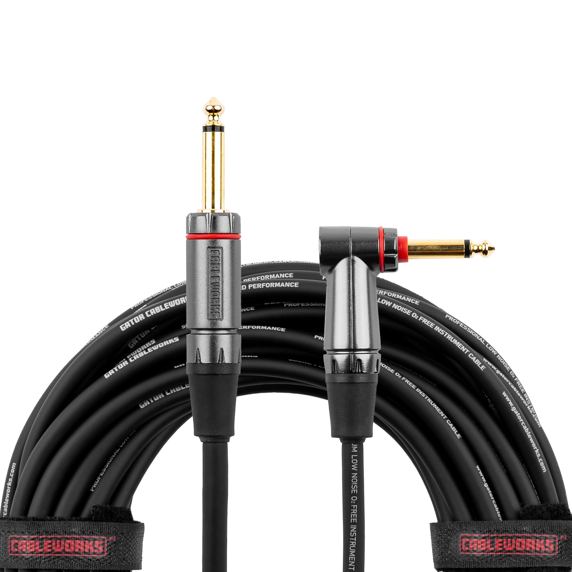 Gator Cableworks GCWH-INS-30RAQT 30-Foot Quiet Instrument Cable Straight to Right Angle for Guitar Bass Audio