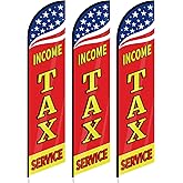 Mindsoft 3 Pcs 12 ft Income Tax Feather Flags Signs Full Sleeve Swooper Flags Income Tax Advertising Sign Banner for Outside Accountant Offices Accounting Businesses, Red Blue Yellow