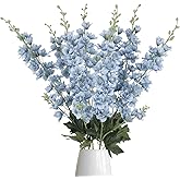 8PCS Dusty Blue Delphinium Artificial Flowers 33.5'' Faux Delphinium Stems Larkspur Silk Flowers for Wedding Table Centerpieces Home Garden Decor(Dusty Blue)