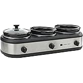 CULINARY CHEF, Triple Slow Cooker, Buffet Server 3 Pot, Food Warmer - Stainless