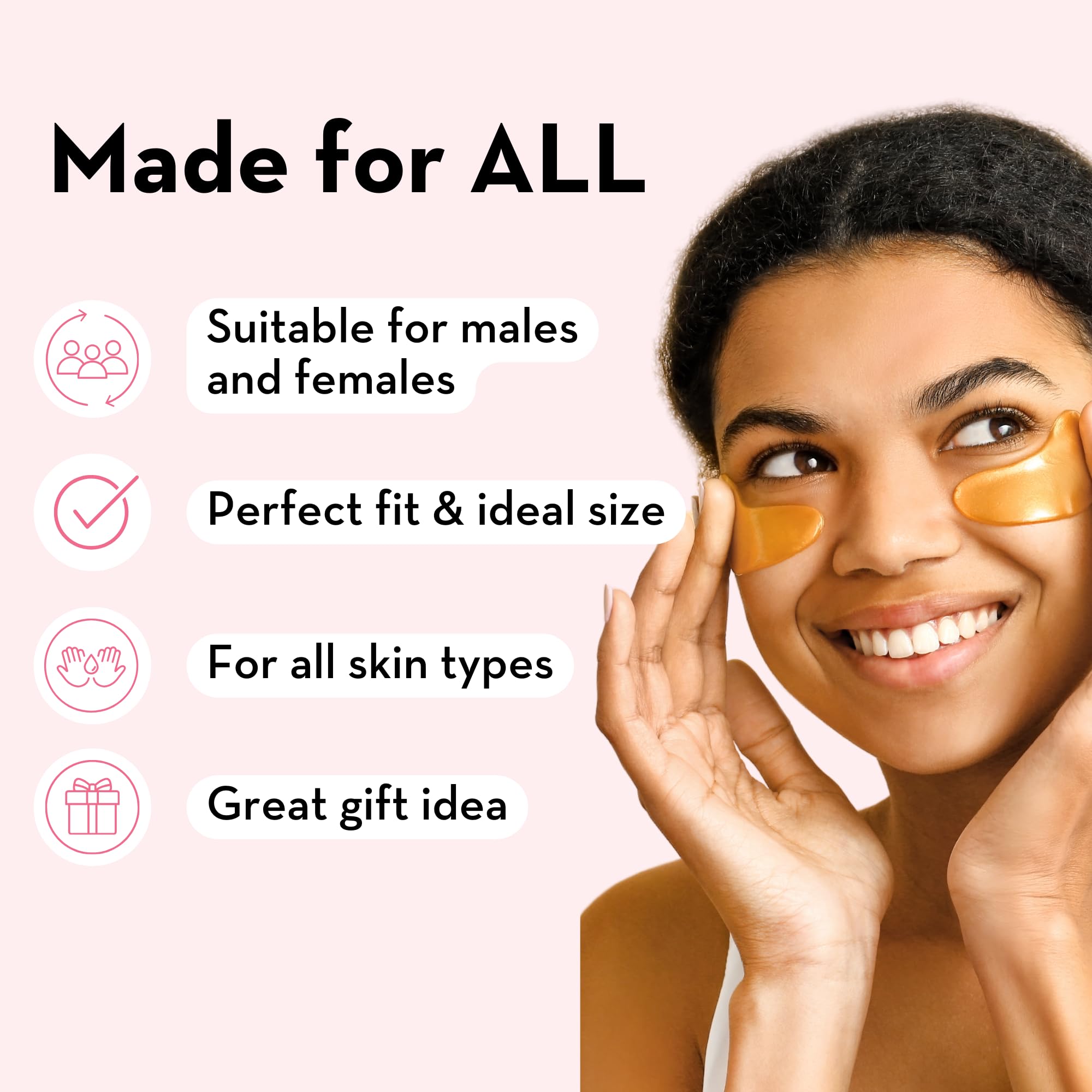 Elizabeth Mott 24K Gold Under Eye Patches - Collagen, Niacinamide & Peptides for Puffy Eyes, Dark Circles & Wrinkles - Hydrating & Brightening Eye Mask, Cruelty-Free