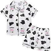 Weixinbuy Toddler Silk Pajamas Short Sleeve Button-Up Summer Pjs for Girls Boys Satin Pajama Sleepwear Set 2-7 Years