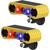 Solar Sound Strobe Motion Sensor Alarm,WONFAST LED Red Blue Flashing Warning Light Outdoor,129db Dual Speaker Loud Noise Make