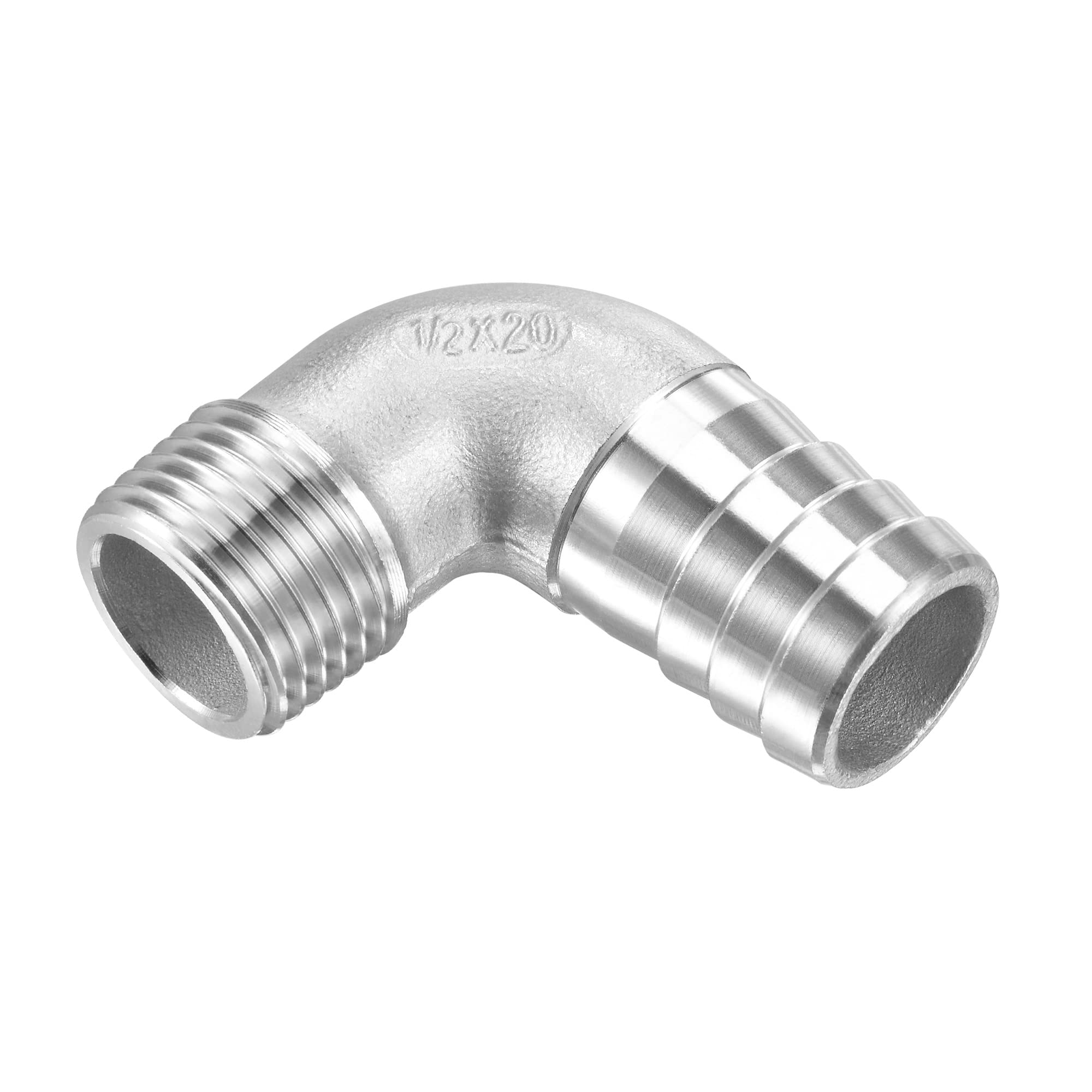 M METERXITY Hose Barb Fittings - 90 Degree Elbow Stainless Steel 20mm Pipe Connector Apply to Water Fuel (G1/2 Male Pipe) — image 1