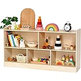 Leeshyah Wooden Toy Shelf for Kids, Montessori Book & Toy Organizer with Open Shelving, 5-Section Customizable Layout for Kids’ Room, Playroom & Classroom