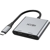 USB C to Dual HDMI Adapter, Dual Monitors Adapter USB C Hub with 2 HDMI | HDMI Splitter for Dual Monitors 4K@60Hz for MacBook Pro Air HP Dell Surface Thinkpad&hellip;