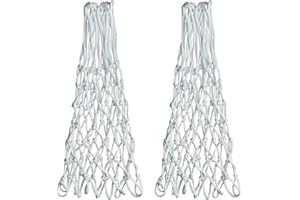Sanung 2PCS White Basketball Net 12 Loops 21 inch Professional Anti-Whip Basketball Net Replacement with Storage Pouch for Competition Standard Indoor Outdoor All-Weather Thick Mesh Nets