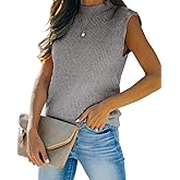 Amarmia Women's Mock Neck Knit Sweater Vest Sleeveless Casual Trendy Summer Ribbed Pullover Tank Tops
