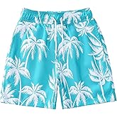 YAGATA Boys Swim Trunks Toddler Broad Swim Shorts Quick Dry Kids Swim Bathing Suit Boys Swim Set