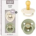 BIBS Pacifiers Colour Collection | Natural Rubber Baby Pacifier | Round Nipple | Set of 2 BPA-Free Soothers | Made in Denmark | 6+ Months (Pack of 2) | Sage/Ivory