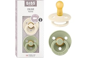 Bibs Colour Pacifier 2-Pack | BPA Free Soother, Round Nipple. Natural Rubber Latex,