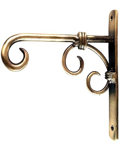 Two Moustaches Brass Wall Lantern Diya Hanger, Planter Hangers, Lanterns Wind Chimes Hanging Baskets Ornaments, Diya Hanger Brass (6.5 x 1 x 7 inch, Brown, Pack of 1)