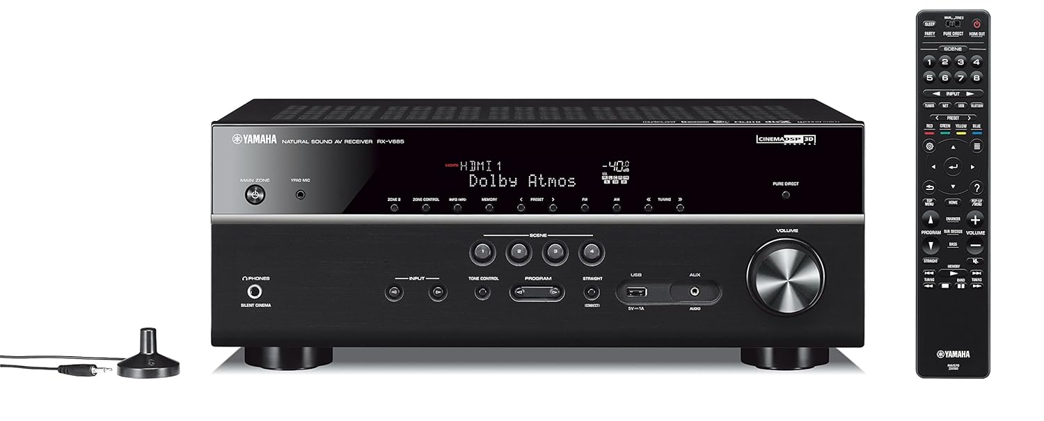 Yamaha RX-V685BL 7.2-Channel 4K Ultra HD AV Receiver with Wi-Fi Bluetooth and MusicCast Works with Alexa Black