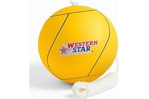 Western Star Tetherball Game Set - Classic and Original - Soft-Touch Tether Ball with 2 Durable Attached Ropes - Indoor, Outdoor, 4 Colors - Easy Attach & Play - Most Popular